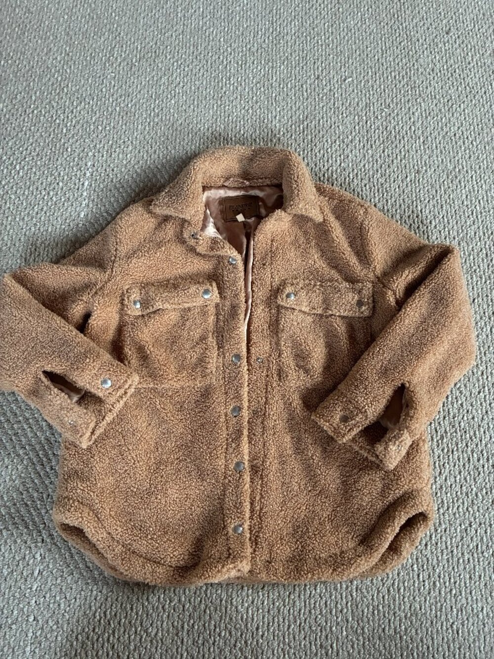 READ BLANK NYC Faux Fur Teddy Shacket Jacket Small Snap Buttons Fuzzy